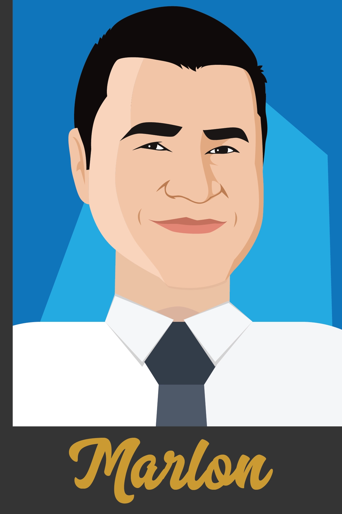 Colorful flat portrait illustration of a co-worker