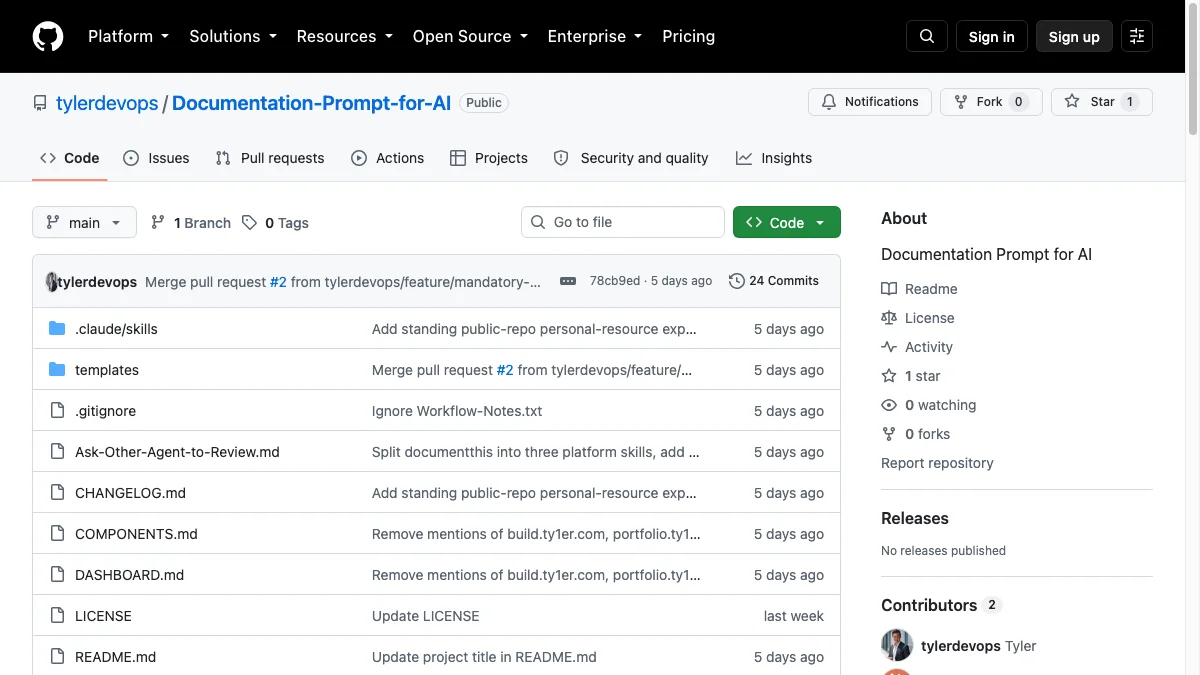 Documentation Prompt for AI GitHub repository