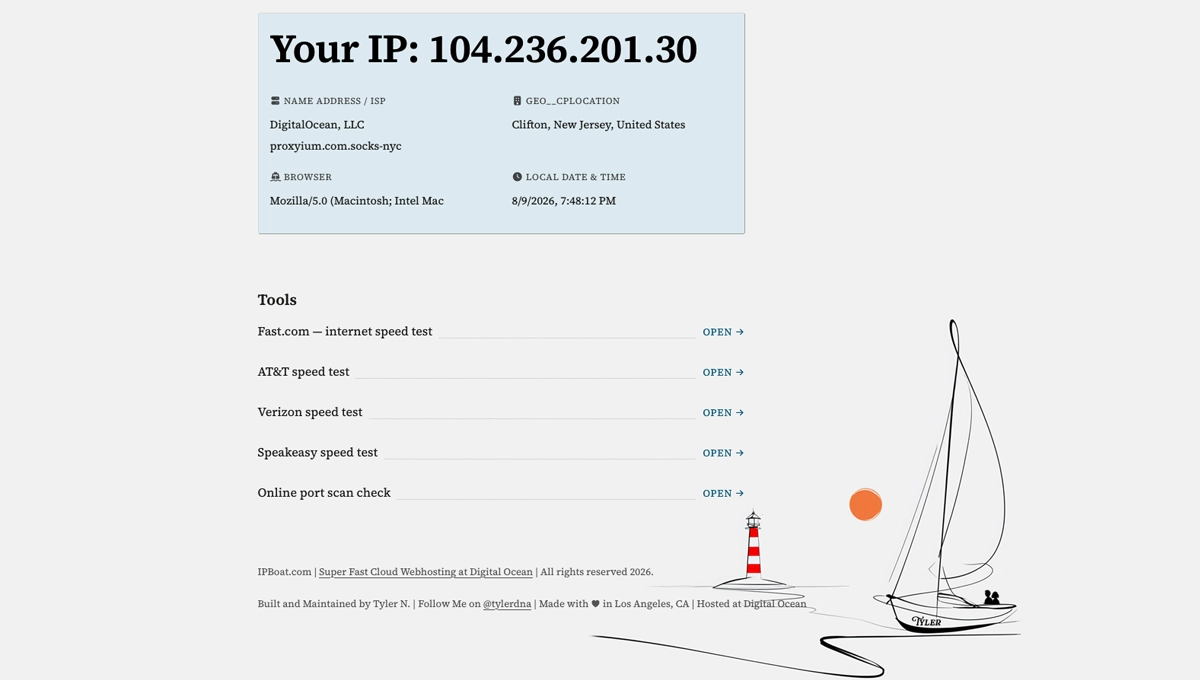 IPBoat sailboat and lighthouse web project artwork